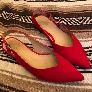 Red Ann Taylor pointed sling back shoes